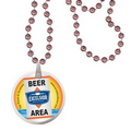 Round Mardi Gras Beads with Decal on Disk - Champagne Pink